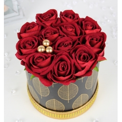 Bukiet 12x CZERWONYCH welurowych RÓŻ premium